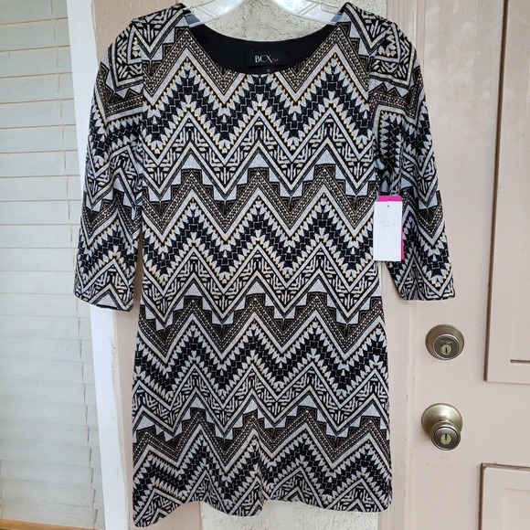 NEW $58 BCX GIRLS 12 shift chevron print dress - Picture 2 of 8